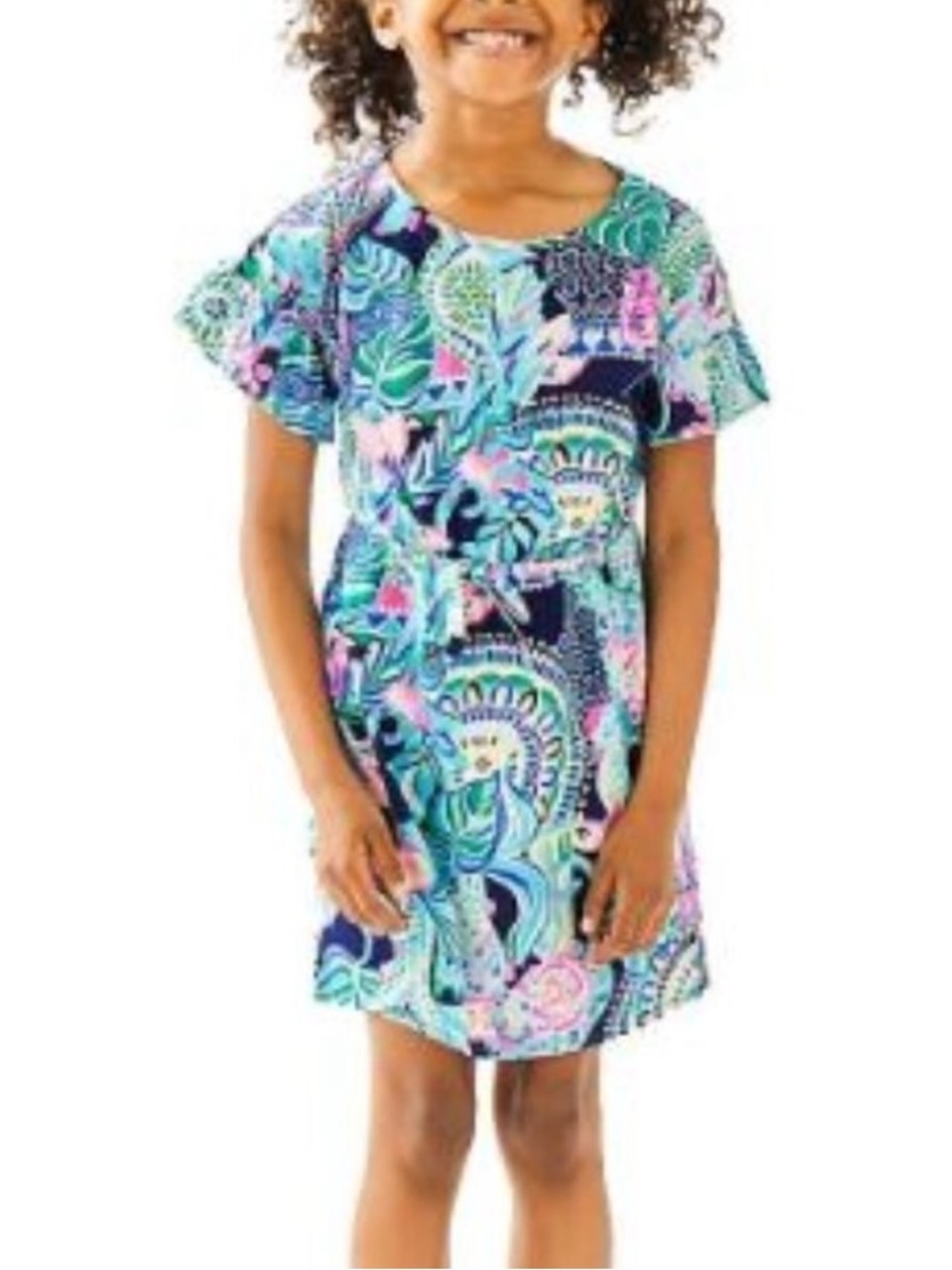 Lilly Pulitzer Girls Stasia Dress Multi Lookin Sharp Size Small (4-5)